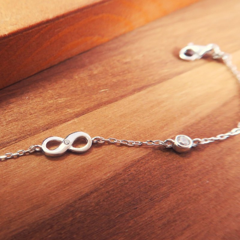 无限心彼端 925纯银手链 白K金色款 女生手链 - 手链/手环 - 纯银 银色