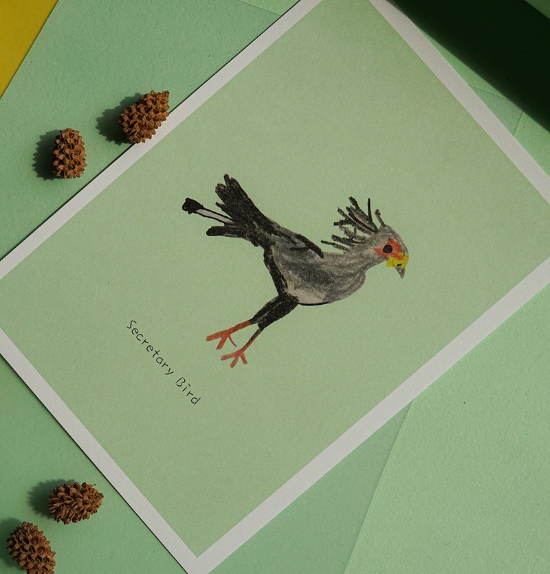 童趣插画 蛇鹫 明信片 - 卡片/明信片 - 纸 绿色