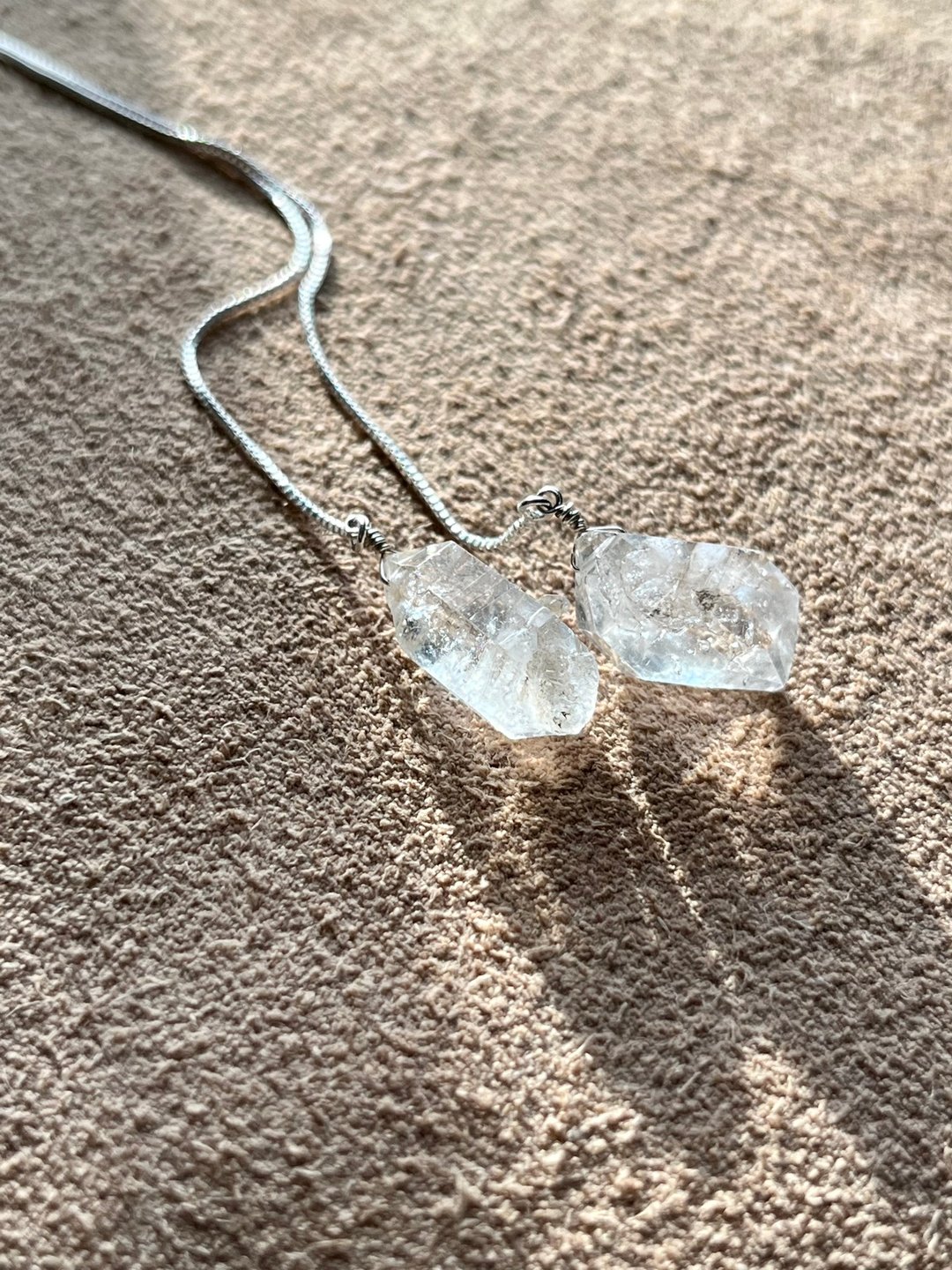 silver925 American Pierce Pakistan Quartz L - 耳环/耳夹 - 半宝石 透明