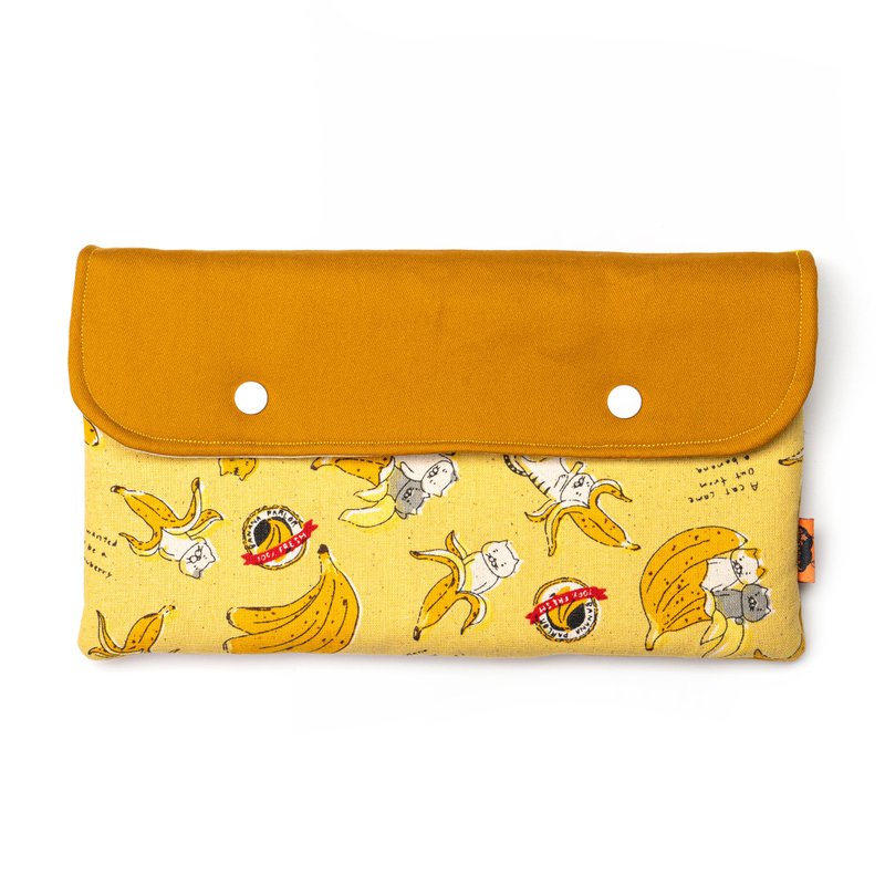 【SuGround。曙光】Switch保护包-喵喵蕉 - 化妆包/杂物包 - 棉．麻 橘色