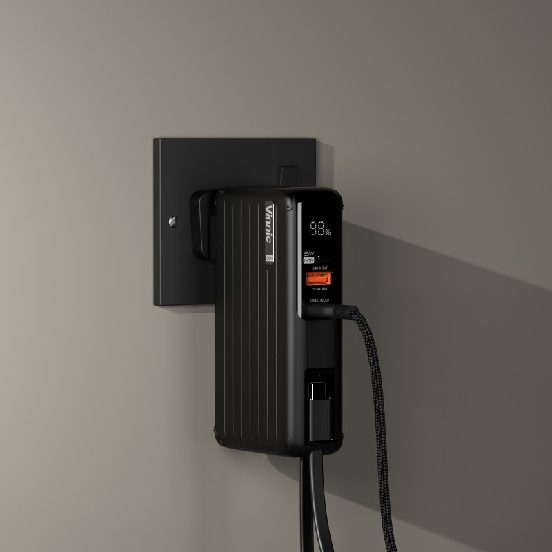Vinnic PANGPOCHE 2 65W GaN 10,000mAh行动充电 + 充电火牛 - 充电宝/传输线 - 塑料 黑色