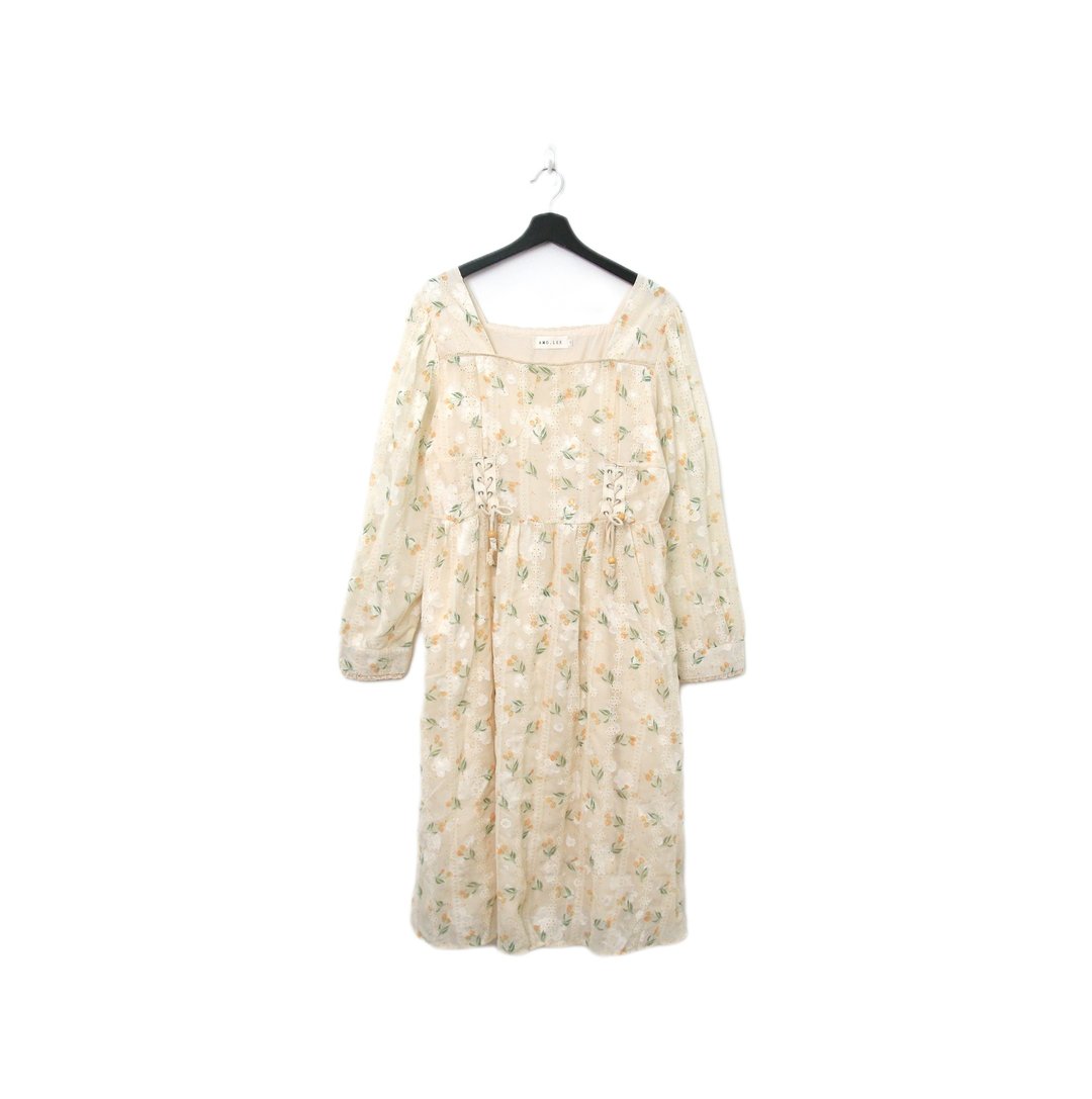 Back to Green-复古长袖洋装 清新碎花 绑带g-30//vintage dress - 洋装/连衣裙 - 棉．麻 