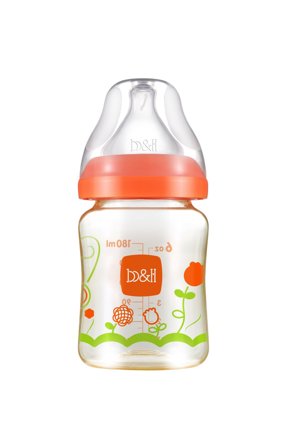 b&h 宽口径PPSU防胀气奶樽180ml 配贝赫奶嘴 (小花) - 奶瓶/奶嘴 - 其他材质 透明