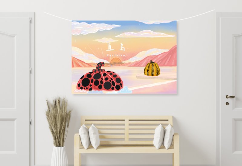 旅行的记忆-直岛落日 |濑户内海|挂布|布幔|居家装饰 - 海报/装饰画/版画 - 聚酯纤维 橘色