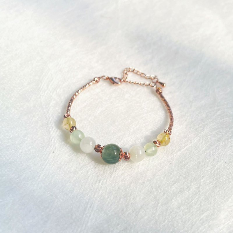 爱神x财神 绿发晶  金发晶  月亮石 萄葡石 手链 天然石 财运 水 - 手链/手环 - 水晶 绿色