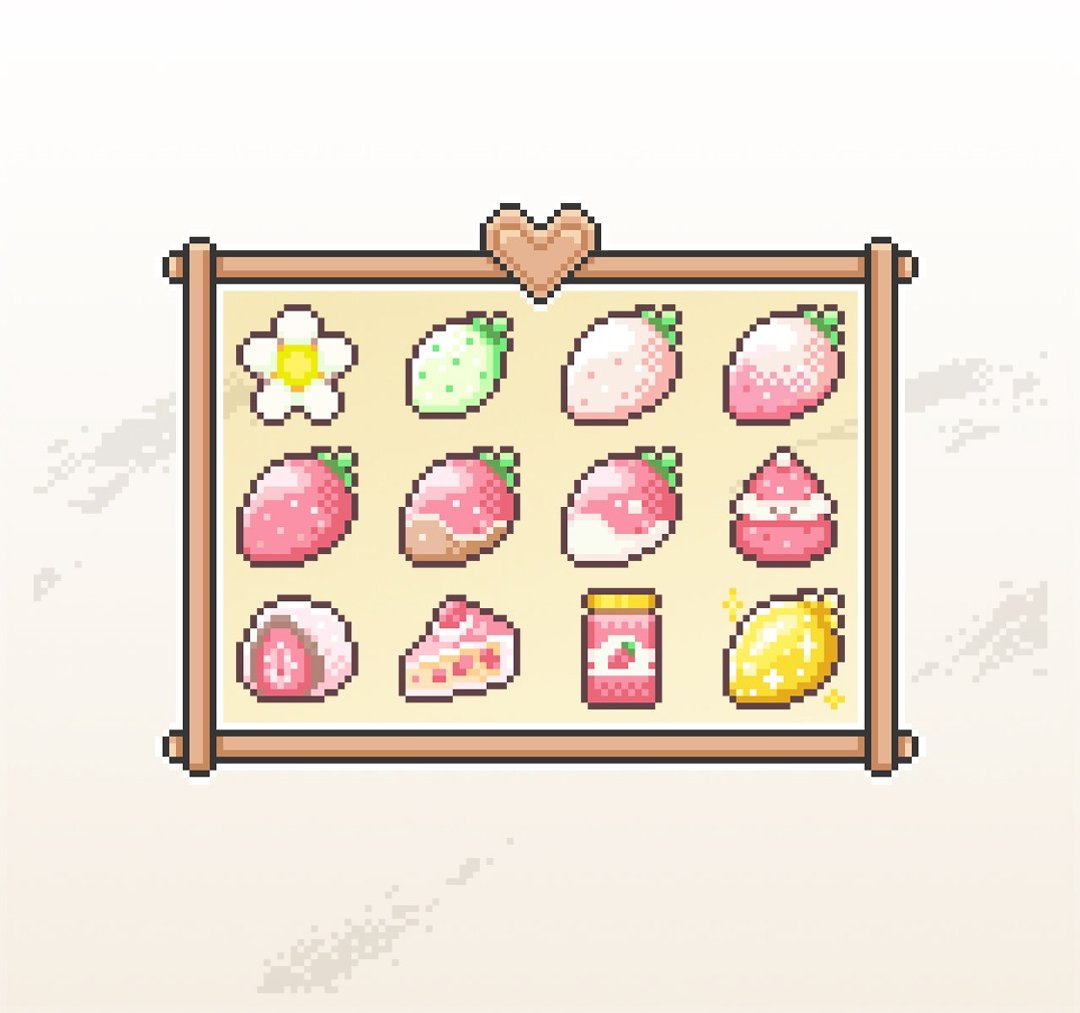 Twitch订阅者徽章及小奇点徽章/忠诚徽章/像素风/草莓 - Logo 设计/图案设计 - 其他材质 