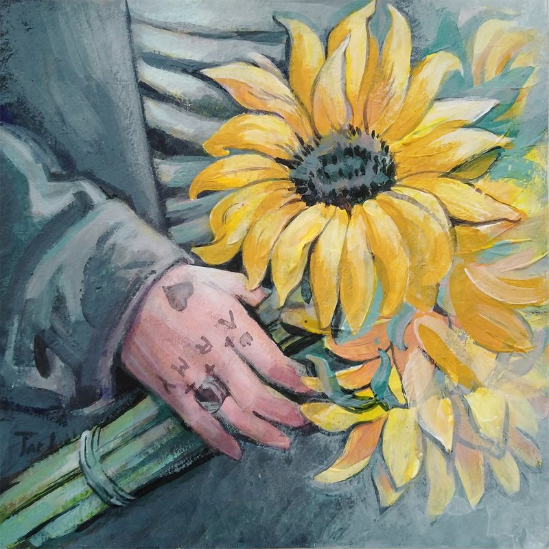 田柾國 手绘亚克力向日葵花束墙饰 - 墙贴/壁贴 - 其他材质 多色