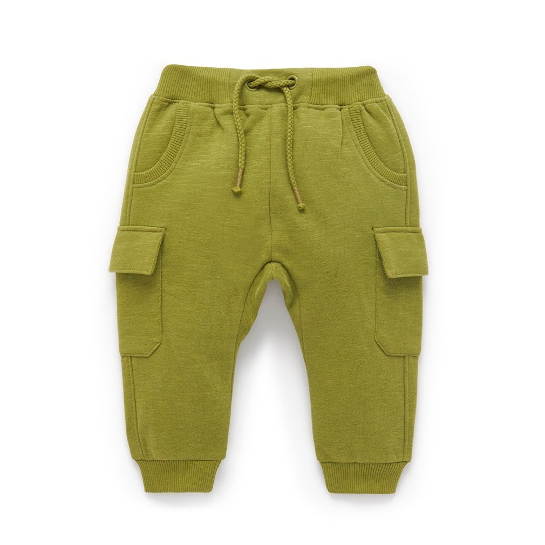 澳洲Purebaby有机棉男童休闲长裤12M~4T 棕榈绿 - 童装裤 - 棉 