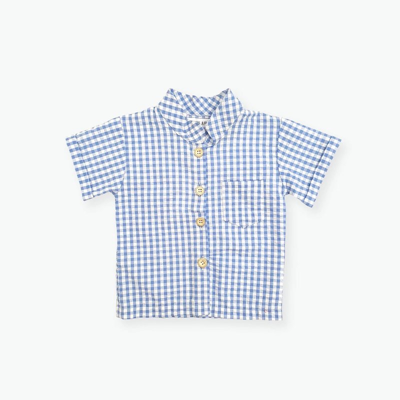 澳洲进口童装-卢卡斯格纹男童衬衫 Lucas Gingham Top - 童装上衣 - 棉．麻 蓝色