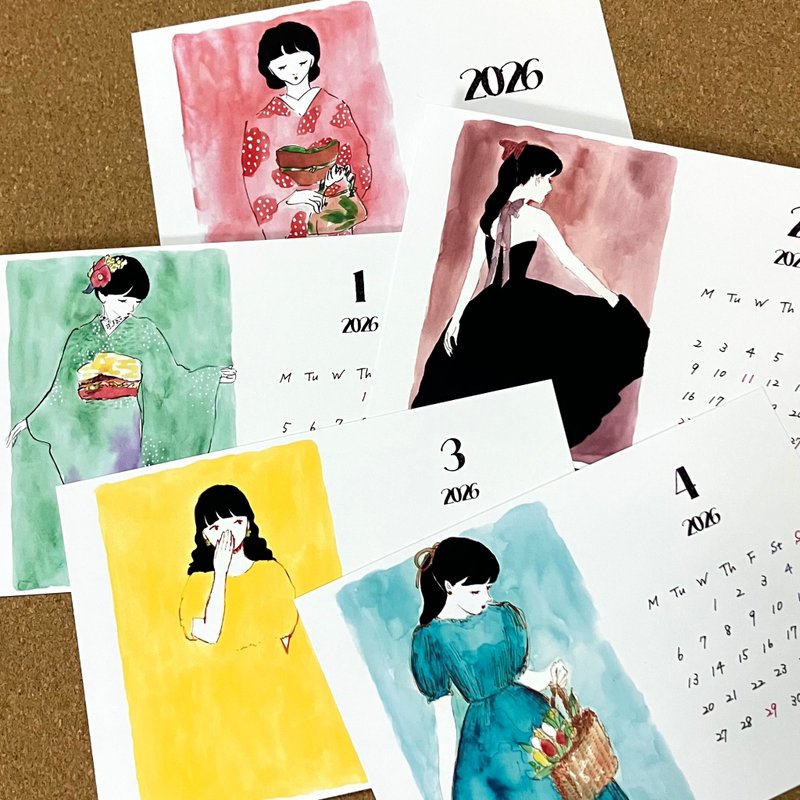 Yuppi 2026 年历 : 复古和服女孩插画款 - 年历/台历 - 纸 多色