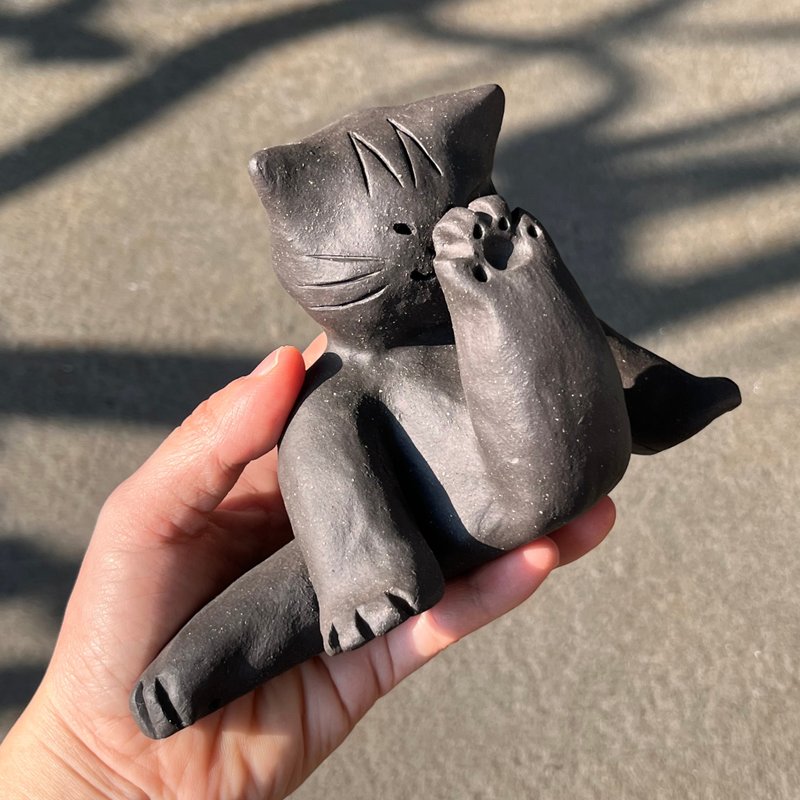 迷恋脚交的猫 / 陶偶 / 黑猫 - 玩偶/公仔 - 陶 黑色