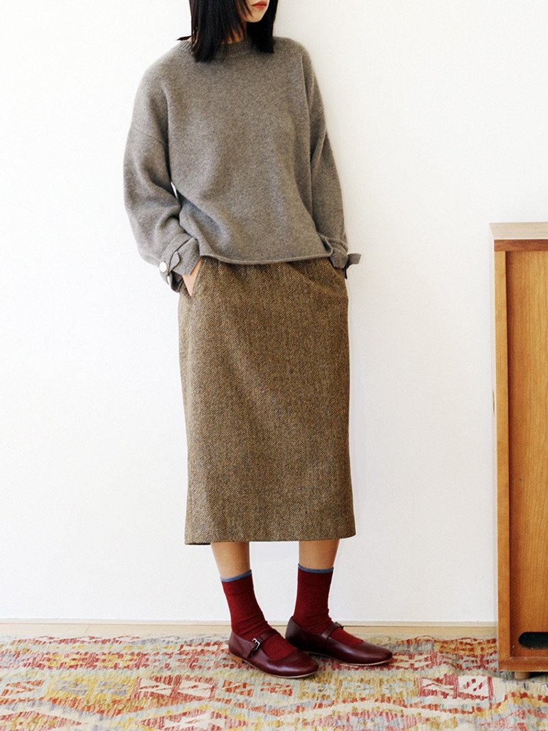 KOOW    英国Abraham MOON粗花呢半身裙 复古套装裙 - 裙子 - 羊毛 