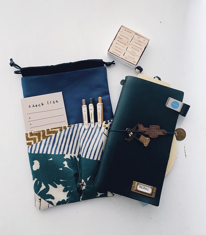 hairmo色块拼接手帐/记事本收纳袋(tn/hobo/MD/日记) - 笔记本/手帐 - 棉．麻 蓝色