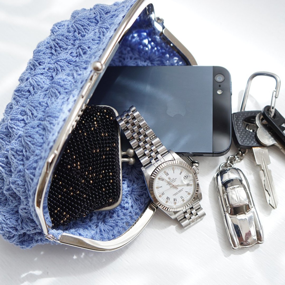 Ba-ba handmade Crochet pouch No.C1478 - 化妆包/杂物包 - 其他材质 紫色