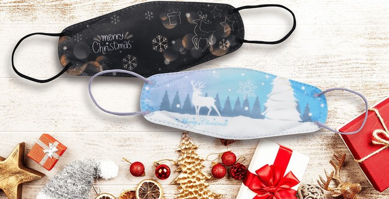【奕纶台湾制】4D立体防护口罩_圣诞节(8入/盒 2款各4片) - 口罩 - 其他材质 蓝色