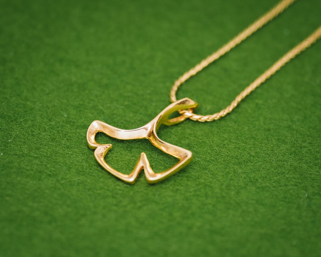Modern Gingko pendant (with chain) - Fall leaf pendant chain - Japanese - 项链 - 银 银色