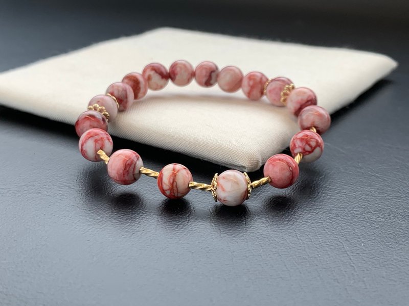 天然朱砂原矿手链 14k包金手链 玉化朱砂 - 手链/手环 - 半宝石 多色