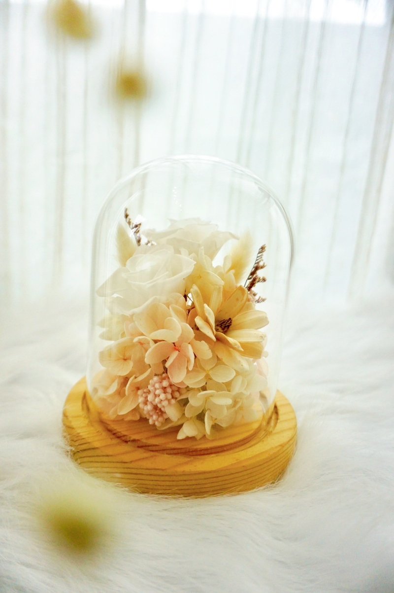 【鹿裳永生花盅夜灯】纪念礼物/送礼/居家摆饰/婚布摆件 - 干燥花/捧花 - 玻璃 
