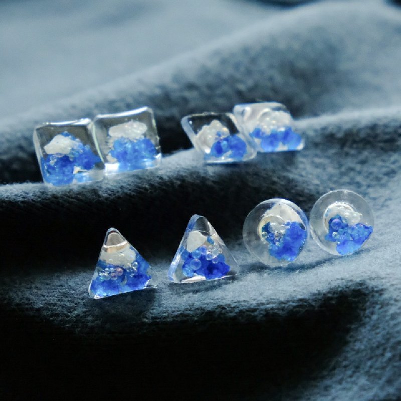 【海の波】Wave and Splash - Silver Earrings by  ETPLANT - 耳环/耳夹 - 纯银 蓝色