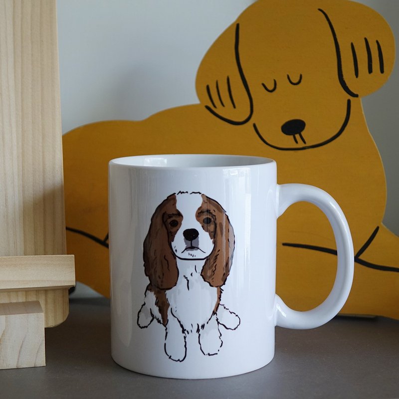 查理士王小猎犬陶瓷马克杯-可加购定制名字  礼物 - 咖啡杯/马克杯 - 陶 黑色