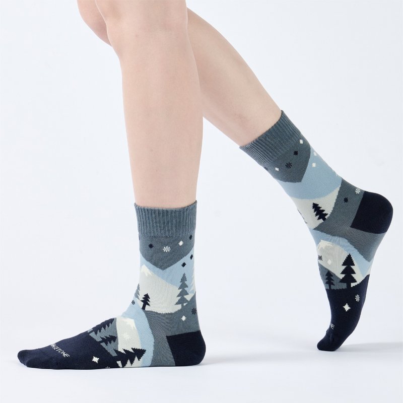 雪松微光 中筒袜 - 灰丈(F) - 袜子 - 棉．麻 蓝色