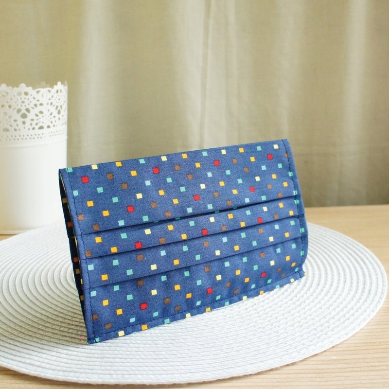 Lovely环保【蓝彩格纯棉口罩套】适用一次性大人版纸口罩 - 口罩 - 棉．麻 蓝色