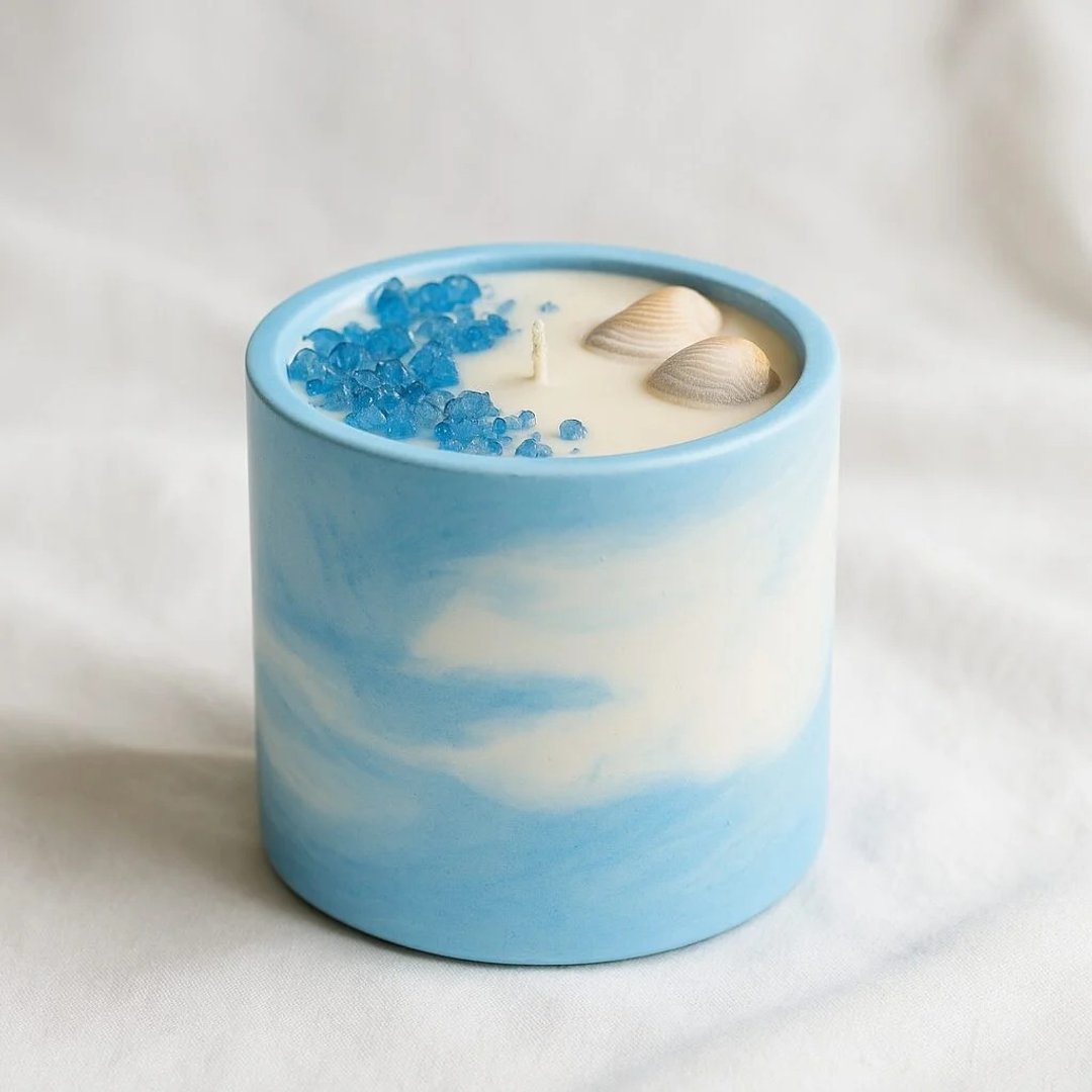Ocean Fragrance 海洋香气大豆手工陶罐香薰蜡烛 250g - 蜡烛/烛台 - 粘土 蓝色