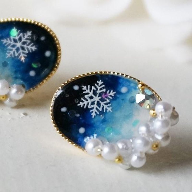 "14kgf" ​​* snow falling dawn earrings * - 耳环/耳夹 - 其他金属 蓝色