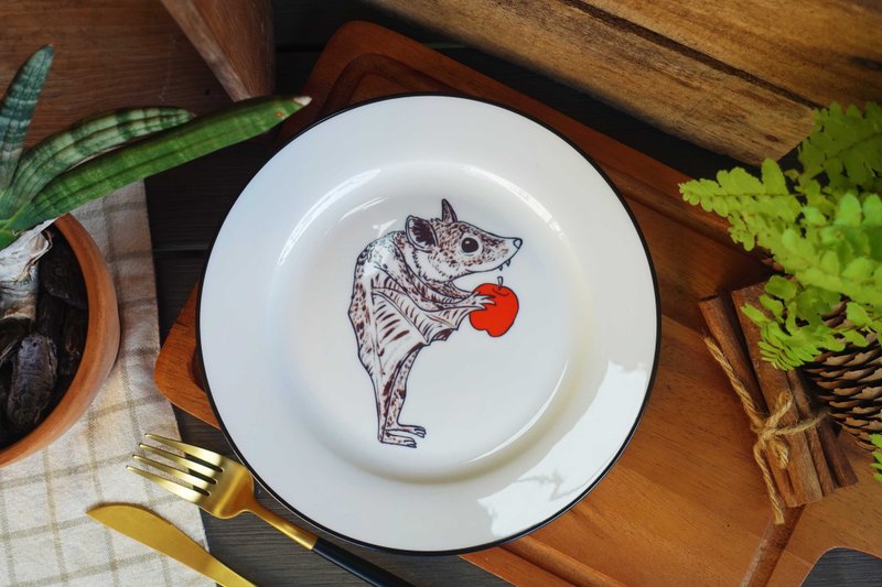 动物系列 - Leopard Cat 石虎小飞侠 金边骨瓷餐盘 - 盘子/餐盘/盘架 - 瓷 红色