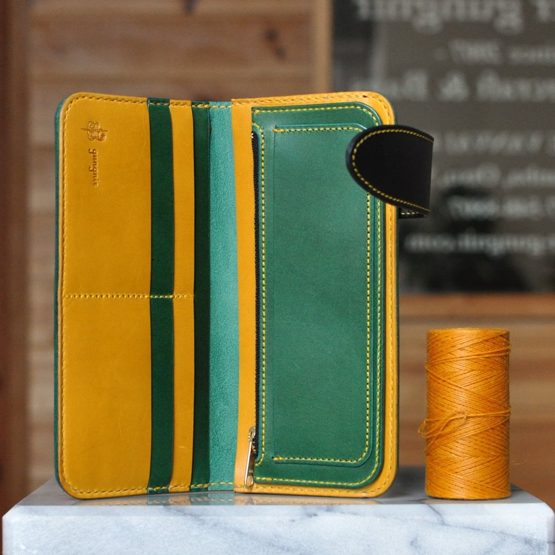 Simple wallet A No.4 Buttero - 皮夹/钱包 - 真皮 绿色