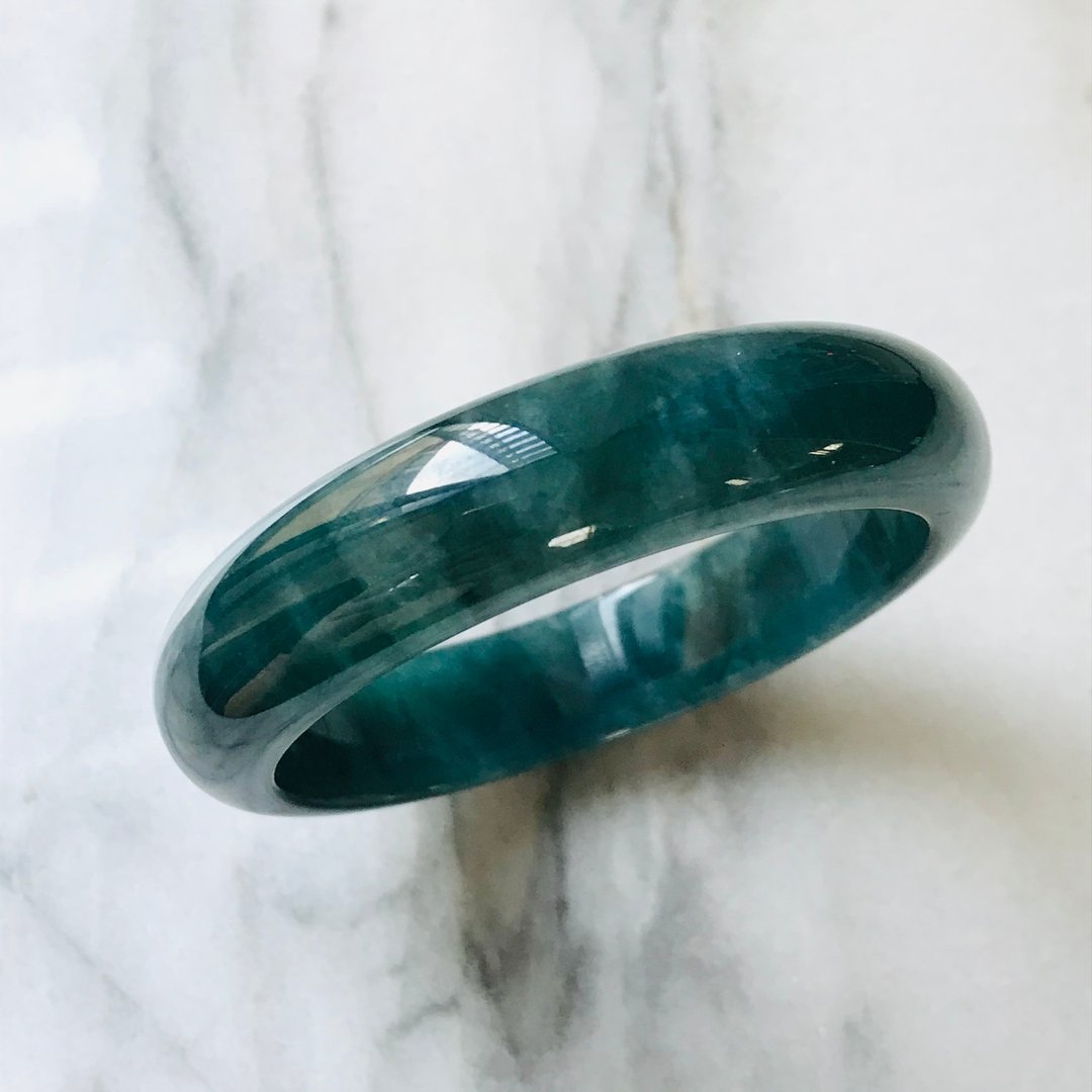 翡翠手镯  稀有 天然石 危地马拉产 58.3mm - 手链/手环 - 玉石 蓝色