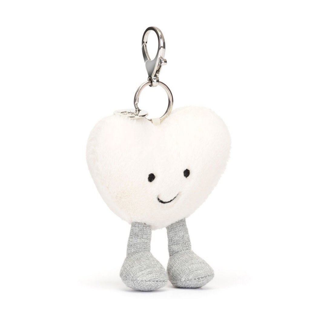 Amuseable Cream Heart Bag Charm雪白爱心吊饰 白色情人节钥匙圈 - 吊饰 - 聚酯纤维 白色