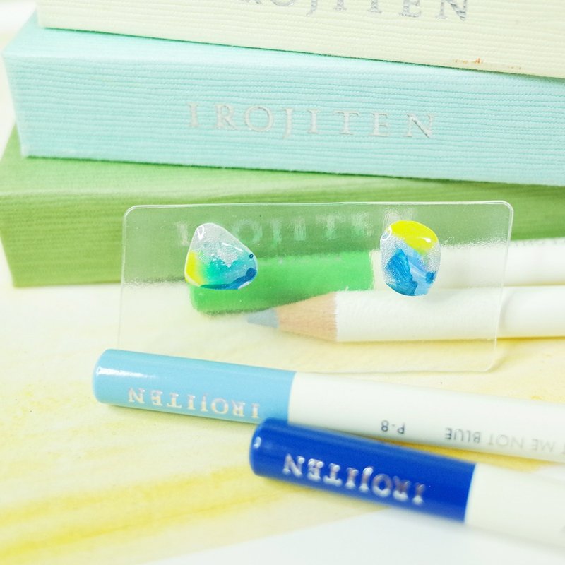 节气 大暑 手绘贴耳耳环 耳针/耳夹 - 耳环/耳夹 - 防水材质 绿色