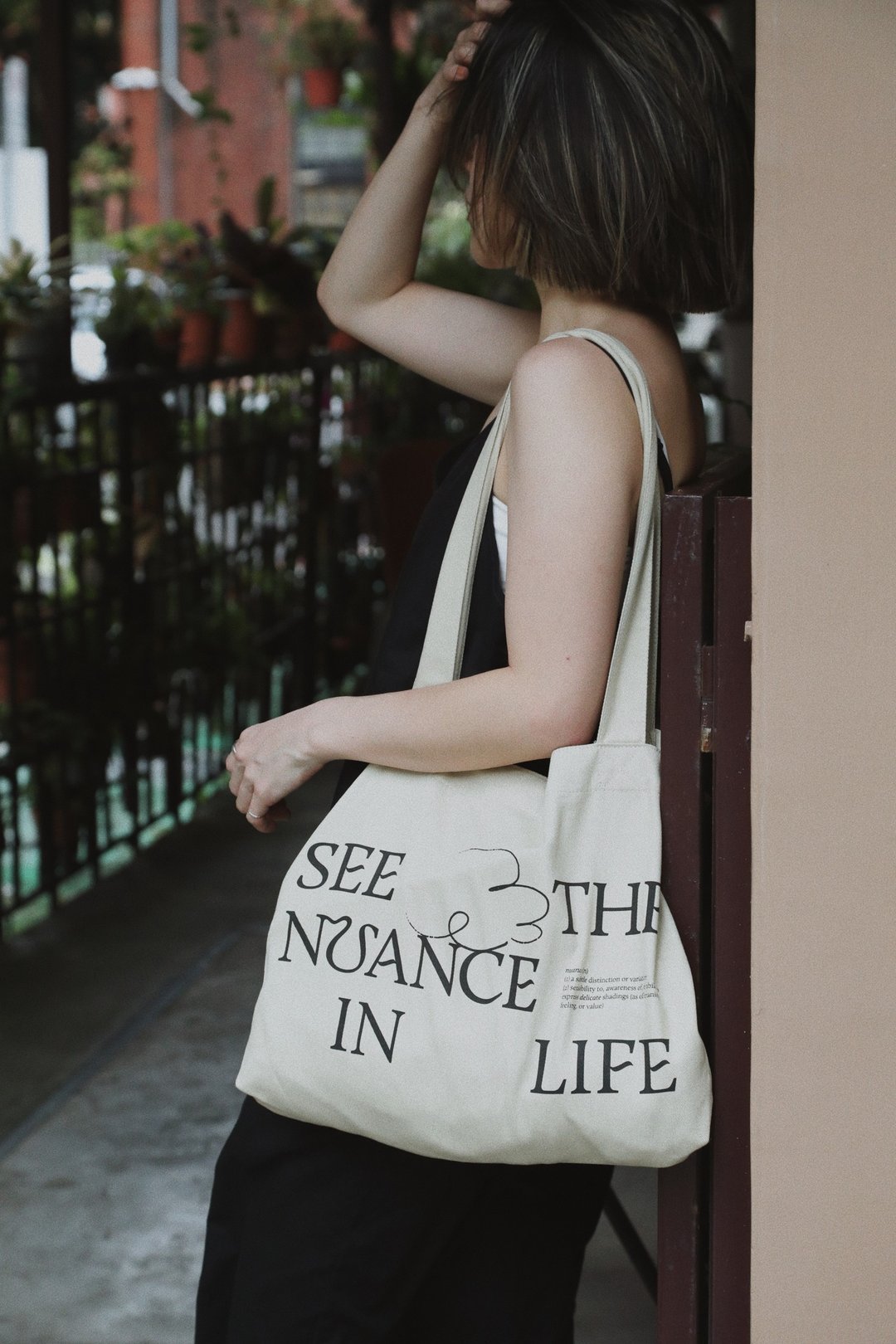 The Nuance Bag 棉质手袋 - 米灰 - 侧背包/斜挎包 - 棉 