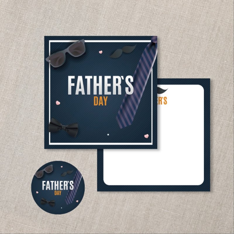 父亲节卡片 (卡片+贴纸) 9X9双面卡片 父亲小卡 爸爸感恩卡片-A款 - 卡片/明信片 - 其他材质 多色