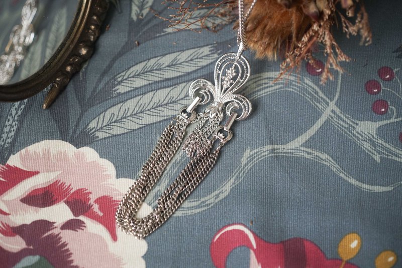 【星期天】VINTAGE 二合一Sarah Cov.古典造型流苏古着项链 - 项链 - 其他金属 银色