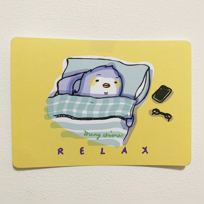 企鹅居家明信片-阅读鹅 - 卡片/明信片 - 纸 黄色