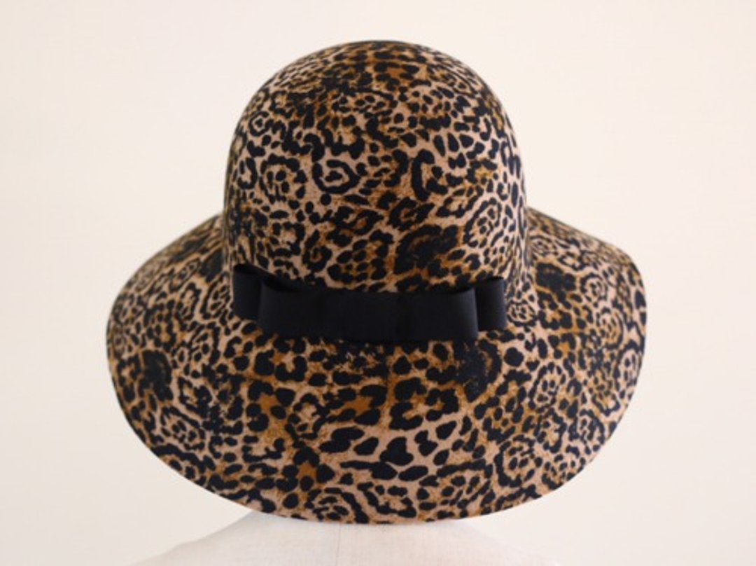 Leopard print felt capelin - 帽子 - 棉 