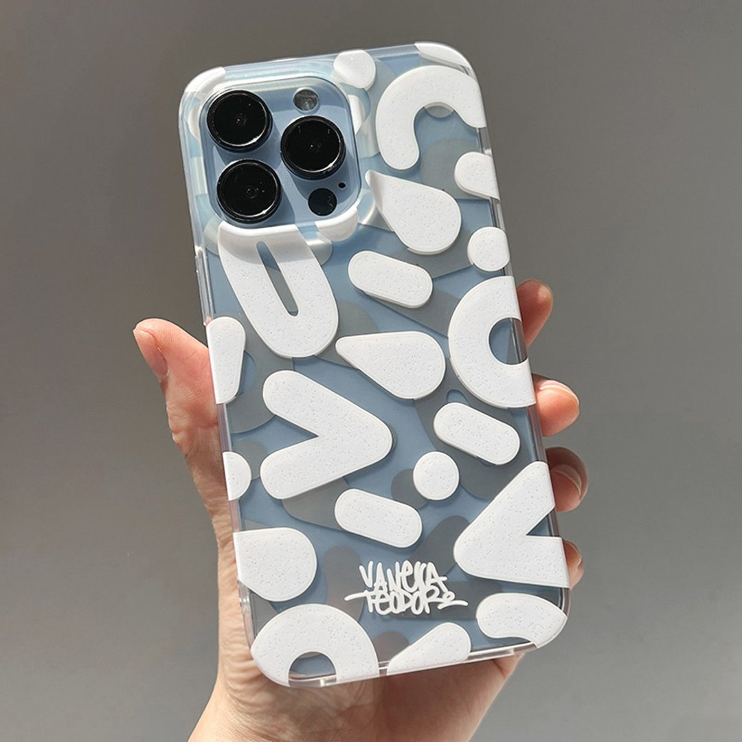 iPhone 14/13/12/Pro/Max Vanessa 双层保护 磨砂设计情侣手机壳 - 手机壳/手机套 - 塑料 透明