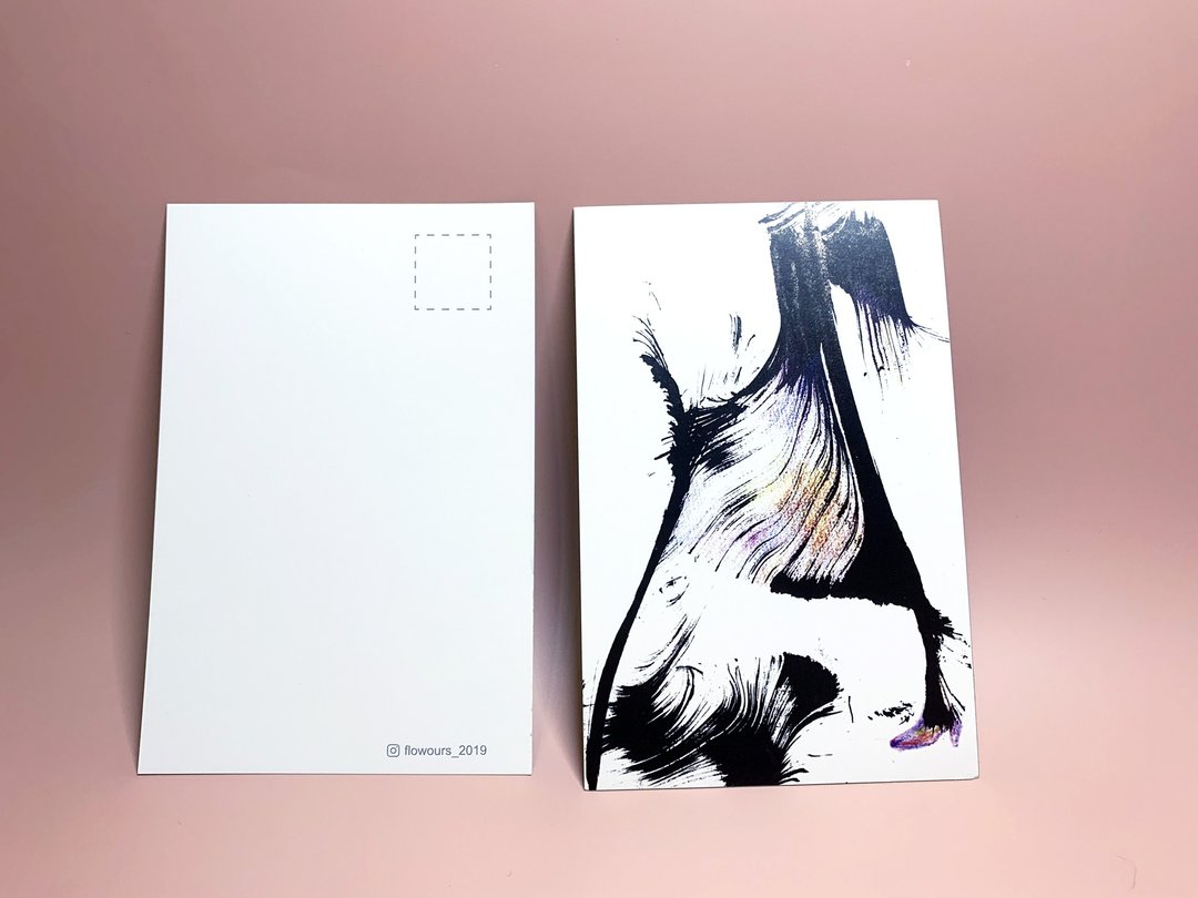 拉线画明信片–高跟少女 - 卡片/明信片 - 纸 白色