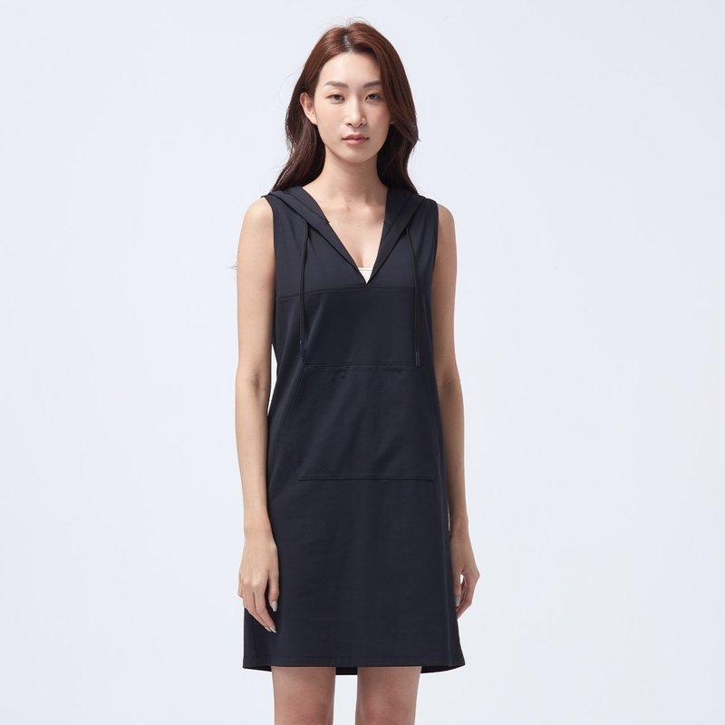 REBOOT动能-连帽洋装-无烟煤黑 - 洋装/连衣裙 - 聚酯纤维 黑色