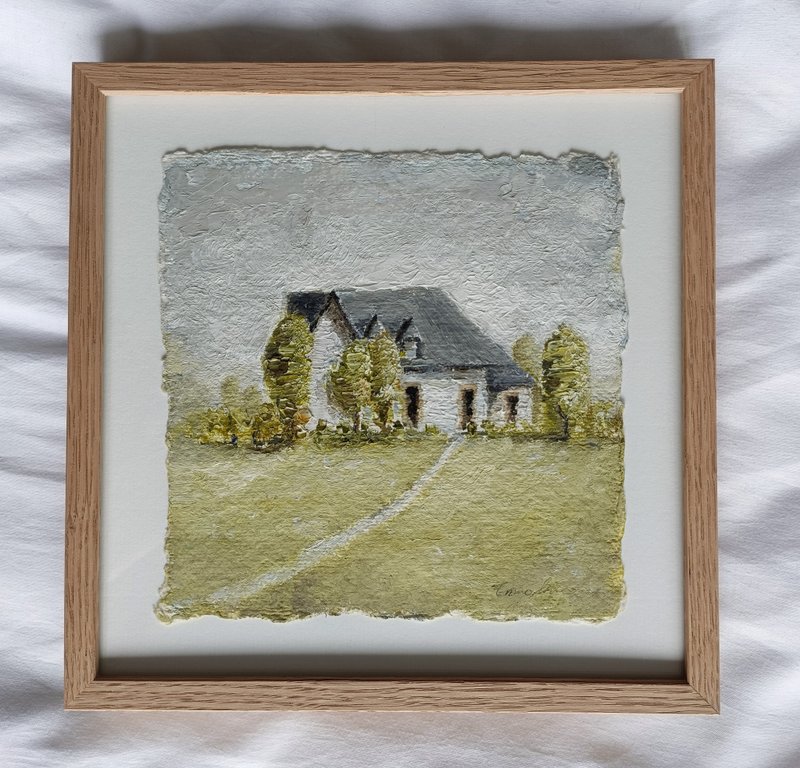 法国小屋油画创作 - 画框/相框 - 棉．麻 绿色