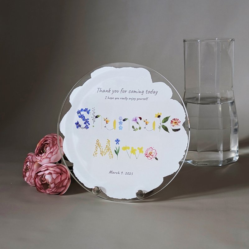 定制化【附花字迎宾板，圆形】婚礼纪念纪念 - 画框/相框 - 压克力 多色