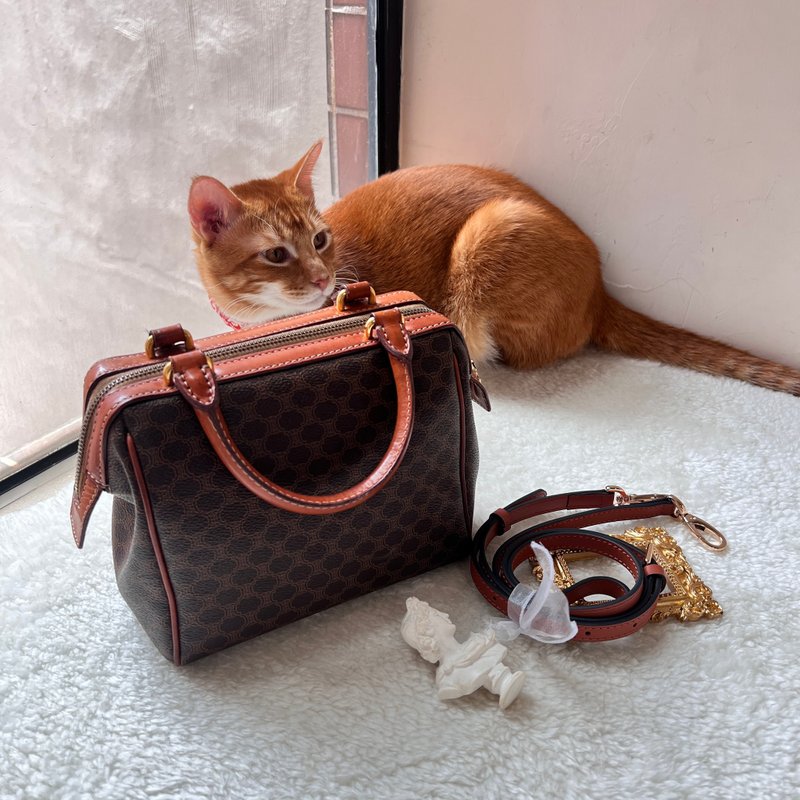 【日本中古】Vintage CELINE 1994's 老花迷你波士顿包 - 手提包/手提袋 - 真皮 咖啡色