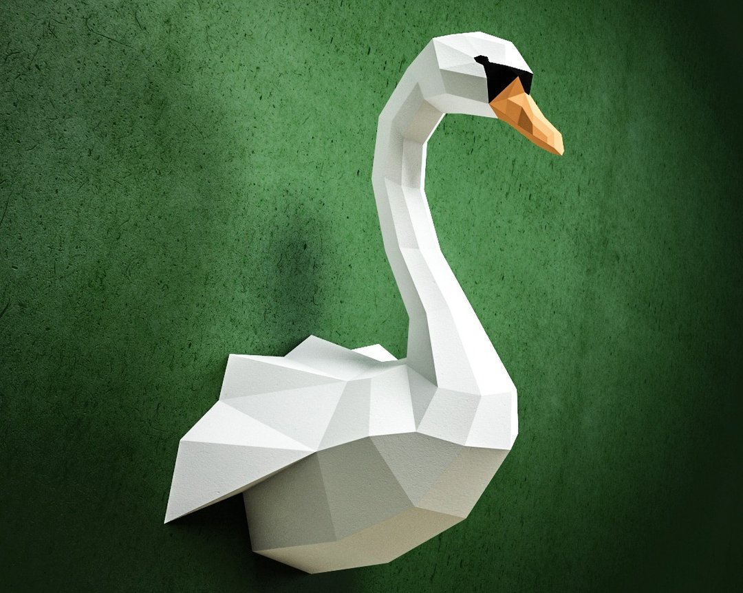 Papercraft Swan, DIY paper craft model, PDF template kit, DIGITAL TEMPLATE - 手工艺教程/工具书 - 其他材质 