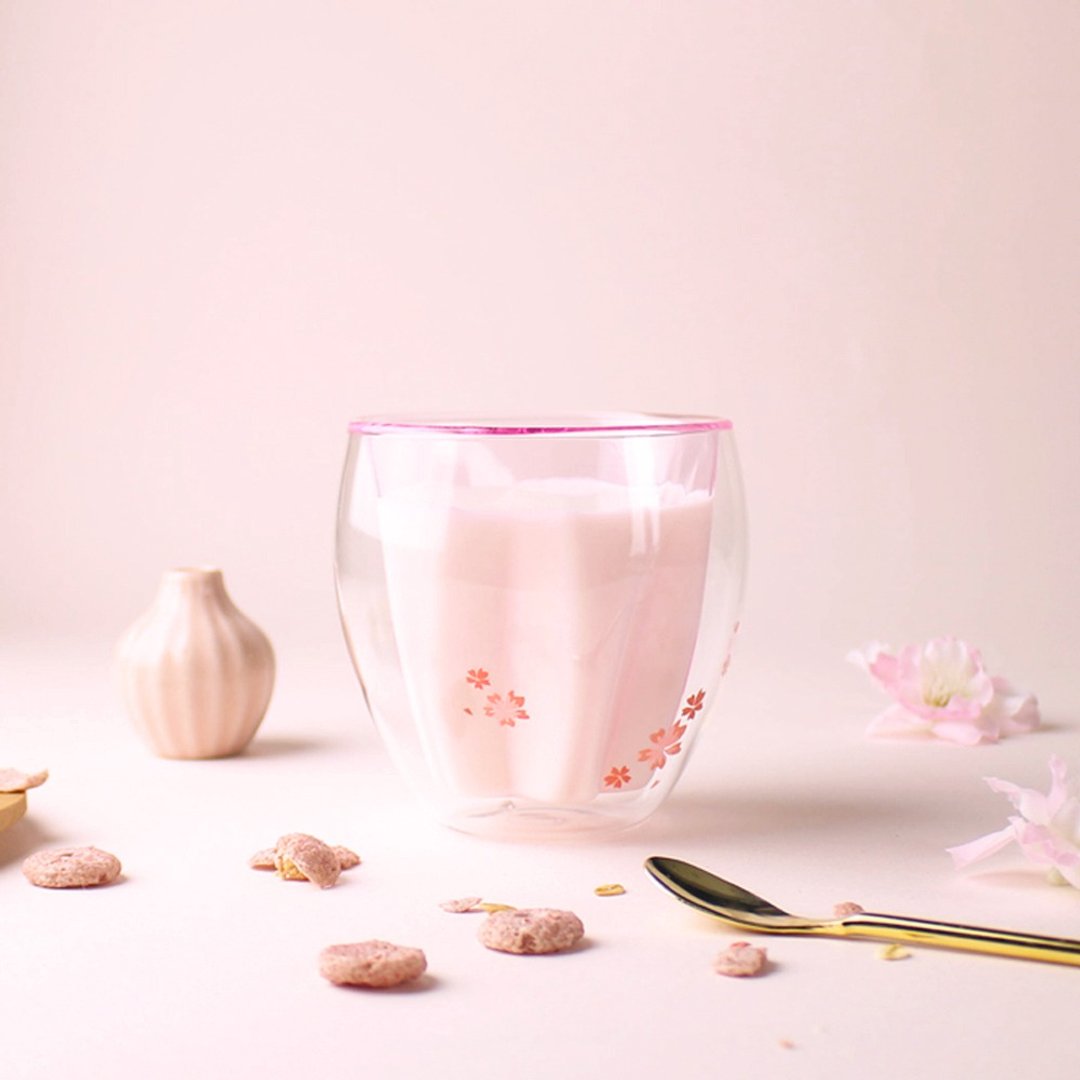 粉红樱花双层玻璃杯 - 玻璃杯 - 玻璃 粉红色