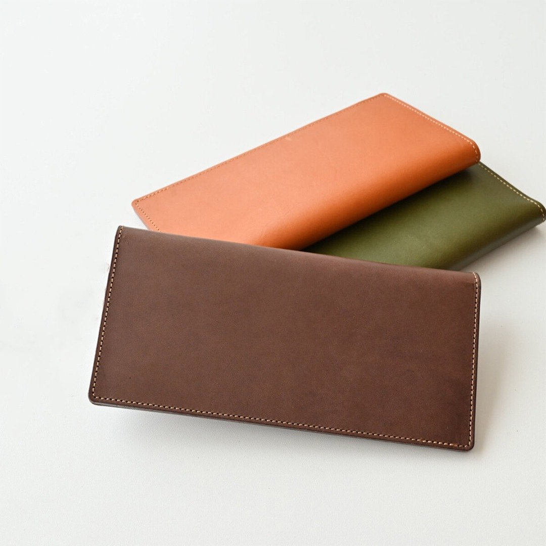 Genuine Leather Long Wallet Tochigi Leather 3 Colors [Slim Wallet] Outdoor Leisure Boyfriend Gift Present Men's Father's Day DK01M - 皮夹/钱包 - 真皮 咖啡色