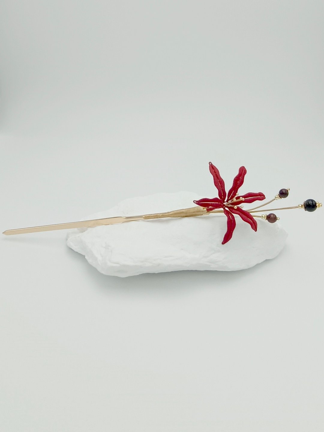 【余烬】红色小花造型缠花发簪 发饰 - 发饰 - 绣线 红色