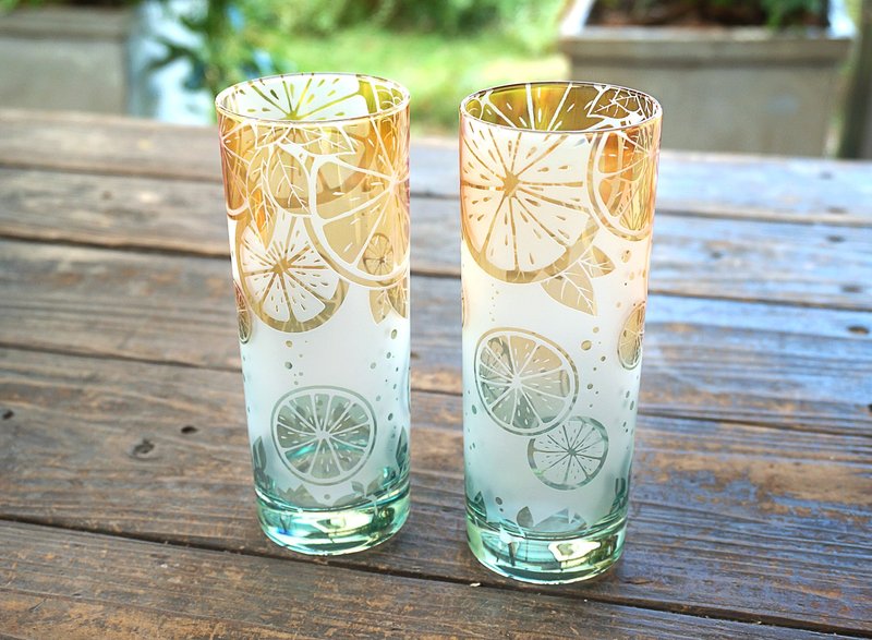 柠檬莱姆杯【Citrus/Sunset】 - 玻璃杯 - 玻璃 黄色