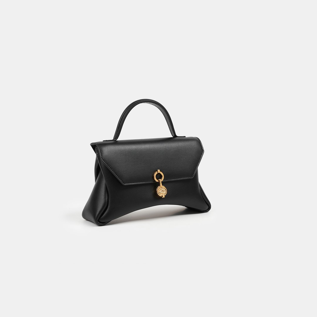 Mini Rococo Bag 玉米基纯素皮革 手提包 斜背包 黑色 - 手提包/手提袋 - 人造皮革 黑色